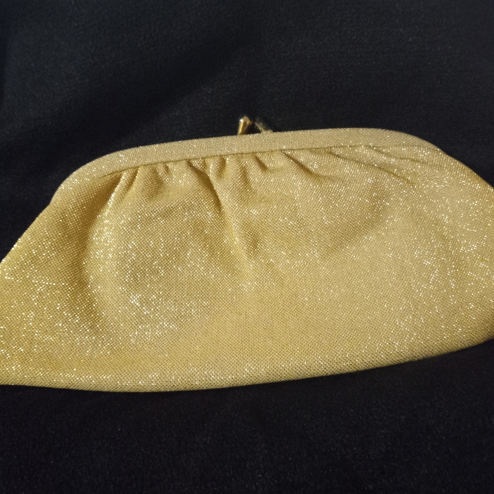 Vintage Gold color fabric evening bag